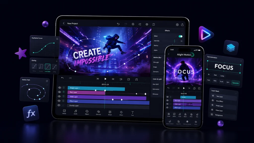Advanced Alight Motion video editing and animation tools for iOS