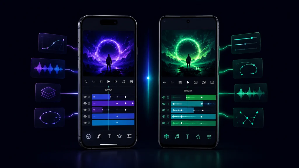 Alight Motion comparison between iOS and Android devices