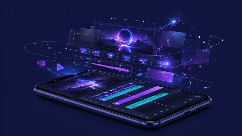 Mobile video editing and motion graphics concept